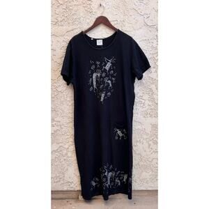 Vintage Cactus Bay Black Southwestern Graphic Shirt Dress Size XL